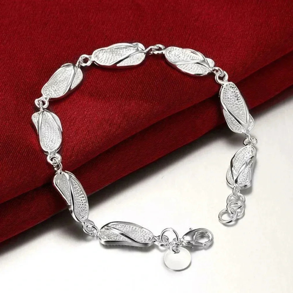 925 Silver Beach Flip Flop Sandals Unique Bracelet